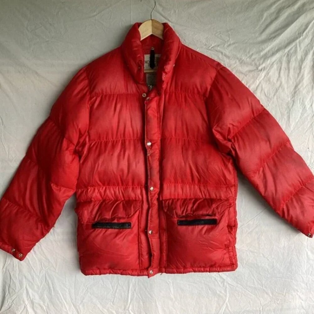 Vintage North Face Brown Label Goose Down Red Puffer jacket Size Large